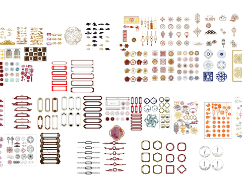  新中式图案 花纹CAD图库 