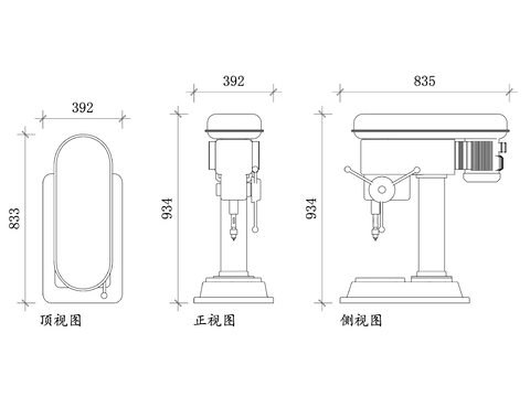  鉆孔器cad立面圖 