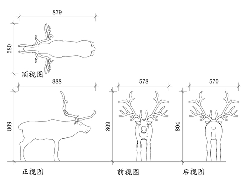 馴鹿CAD四視圖 