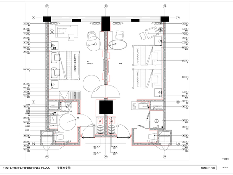  无障碍宾馆客房 残疾人单身公寓cad大样图 