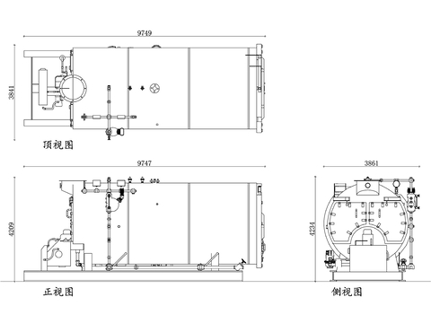  蒸汽鍋爐cad立面圖 