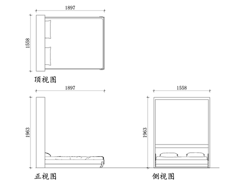  可折叠壁挂床cad立面图 