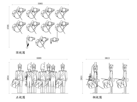  軍樂隊(duì)cad立面圖 