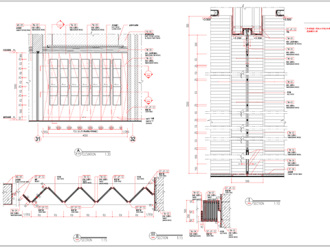  包间活动隔断节点大样图 