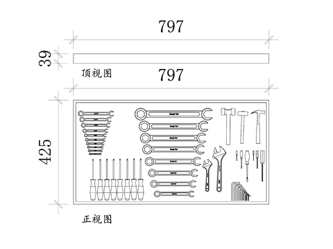  工具展示板cad立面圖 