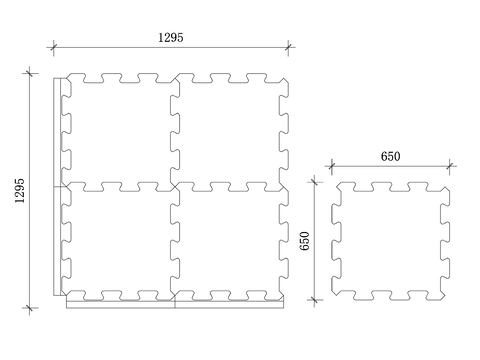  橡胶地板砖拼图cad大样图 