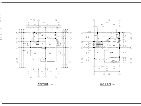  三层别墅cad平面图 