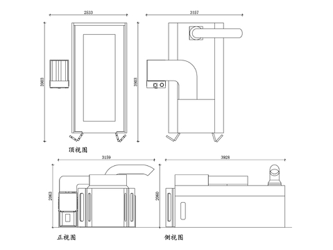  汽車(chē)噴漆房三視圖 