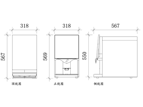  自動雀巢咖啡機(jī)cad立面圖 