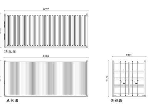  海运集装箱cad立面图 