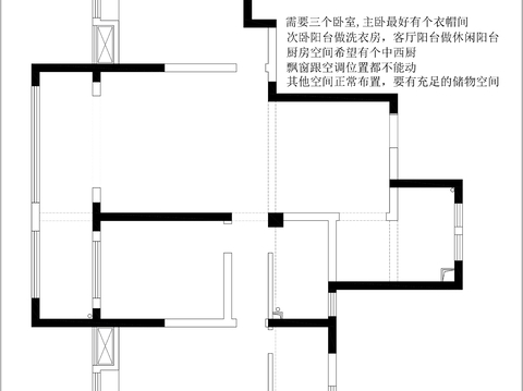  130㎡三房户型CAD平面图 