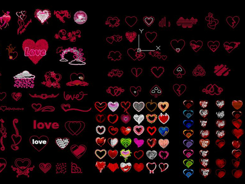  心形图案花纹CAD图库 