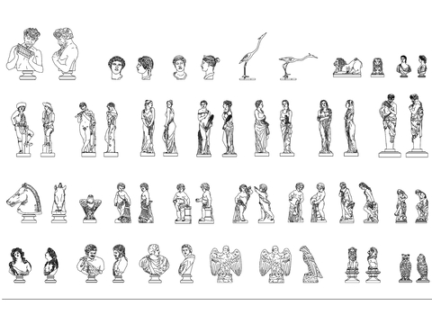  公园雕塑合集cad图库 