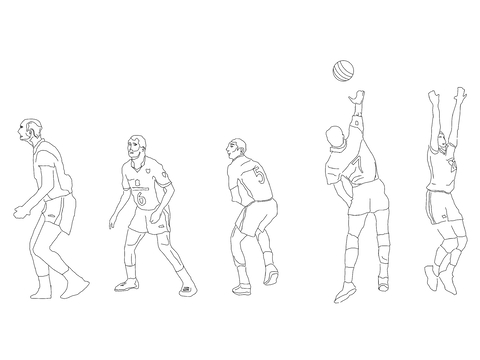  排球运动员人物CAD平面图 