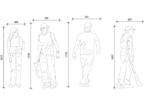 青少年人物CAD平面图 