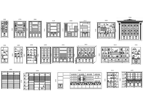  多款欧式实木酒柜合集cad图库 
