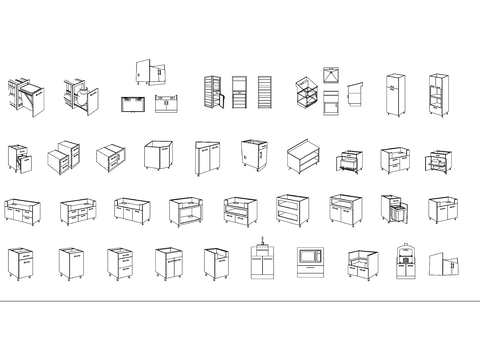  各类橱柜单元柜cad图库 