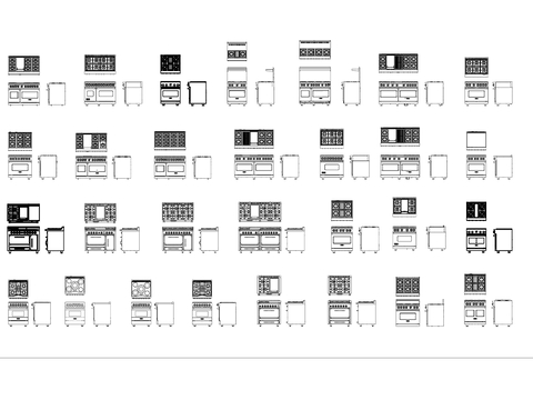  带烤箱的燃气灶合集cad图库 