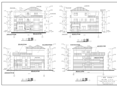  三层别墅cad平面图 