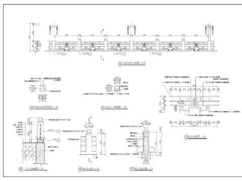  滨河栏中式杆cad节点大样图 