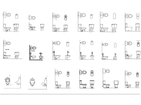  厕所马桶合集cad图库 