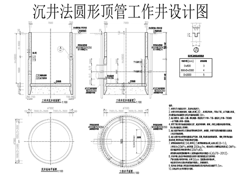  圓形頂管設(shè)計(jì)圖 新舊涵管連接cad大樣圖 