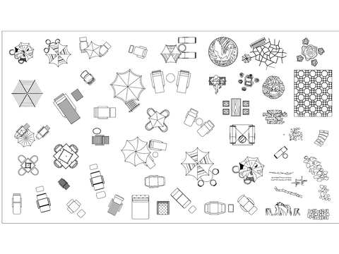  户外躺椅 沙滩伞cad图库 