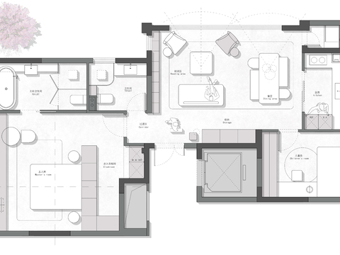  98㎡观江小豪宅cad平面图 