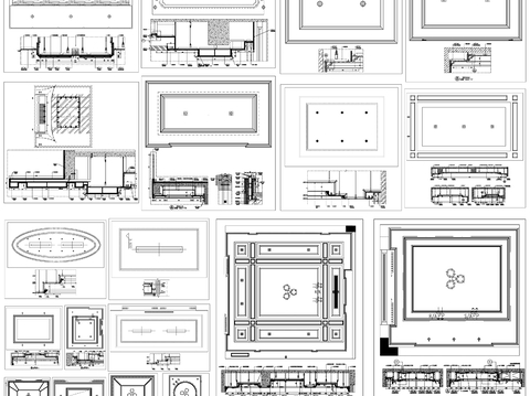  天花吊顶 天花剖面cad图库 