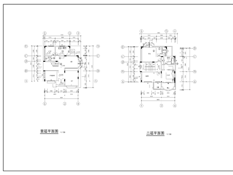  三层别墅cad平面图 