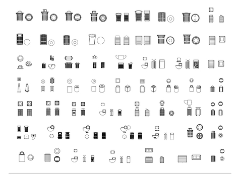  多款垃圾箱合集cad图库 