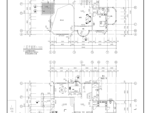  三层别墅cad平面图 