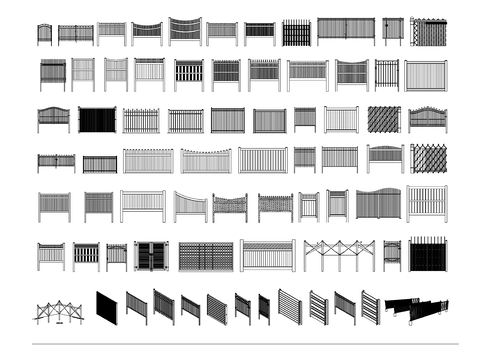  多款木质格栅合集cad图库 