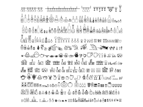  多款酒瓶酒杯瓶罐饰品合集cad图库 