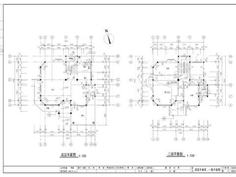  三层别墅cad平面图 
