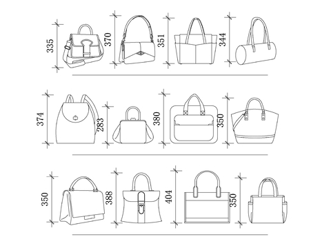  女士包包 手提包cad图库 