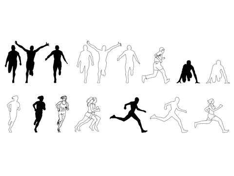  跑步人物CAD平面图 