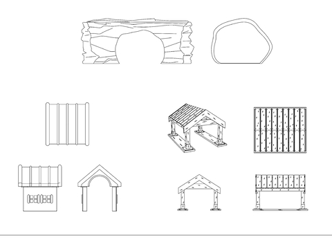  木质狗屋CAD平面图 