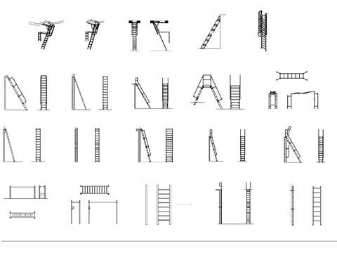  梯子 梯凳cad图库 