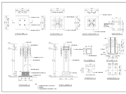 街灯柱cad大样图 