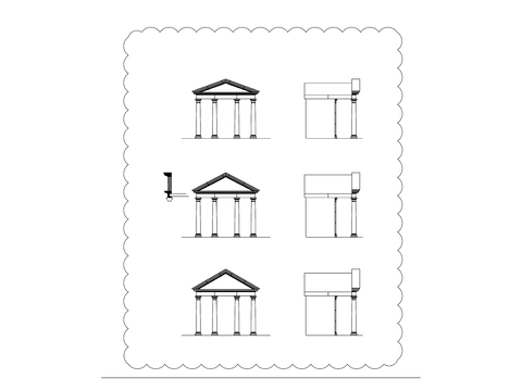  罗马柱 装饰柱平立面图 