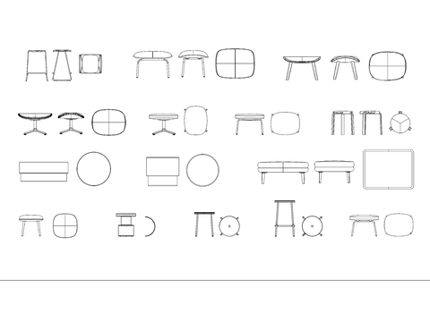  木质室内椅子cad图库 