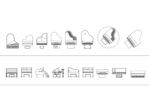  钢琴cad图库 