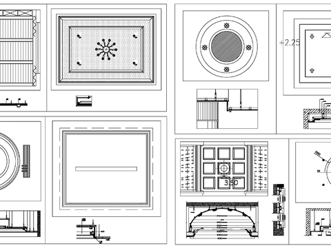  天花吊顶 天花剖面cad图库 