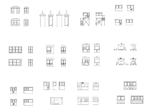  保安亭 售卖亭 岗亭立面cad图库 