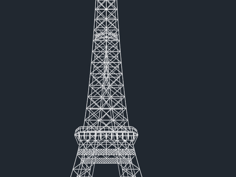  埃菲尔铁塔CAD立面图 