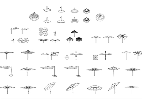  海滩和家居用遮阳伞合集cad图库 