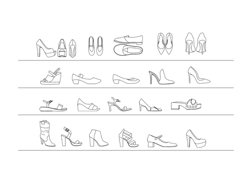  女士鞋CAD平面图 