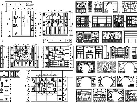  博古柜 博古架 中式柜 装饰柜 博古柜设计cad图库 