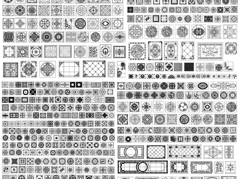  地面拼花 石材拼花 花纹 边线 拼花cad图库 